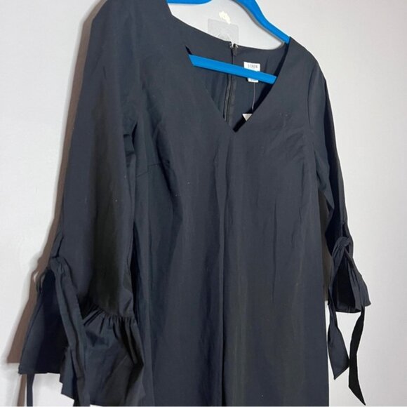 J Crew Ruffle Tie Sleeve Dress Black Size 4 New With Tags - Picture 2 of 7